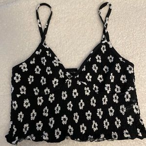 Black and white floral crop top